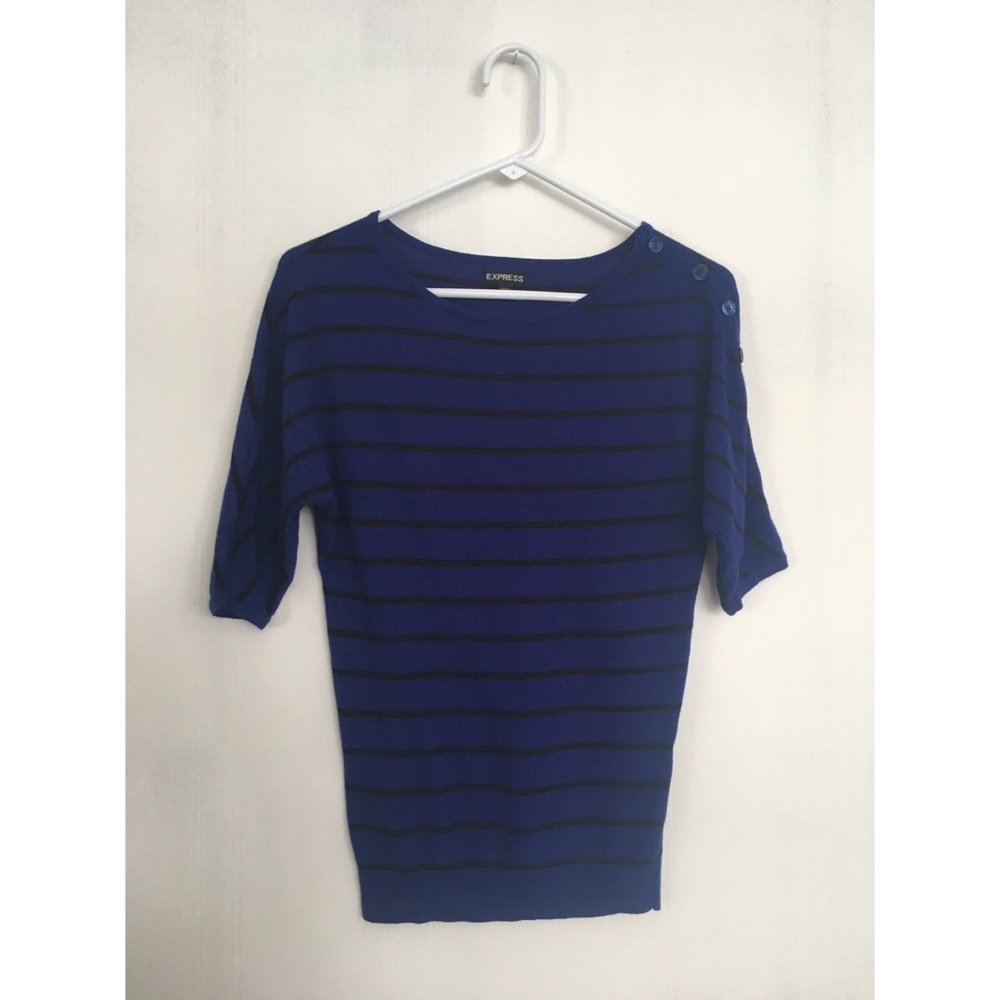 EXPRESS Striped Dolman Sweater With Button Detail